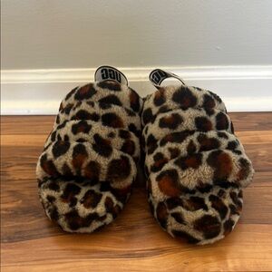 UGG Leopard Print Fuzzy Slippers